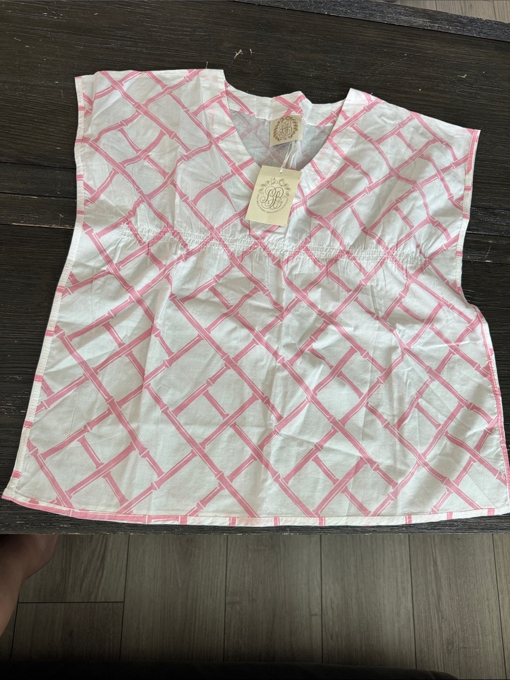 The Beaufort Bonnet Company Girls White and Pink Lattice Swim Coverup